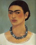 Frida Kahlo Self-Portrait with Necklace painting
